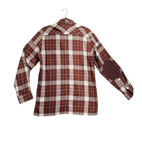Wrangler Mens ATG Flannel Size Small Trapper Long Sleeve Brown Plaid Elbow Pads - Picture 2 of 10